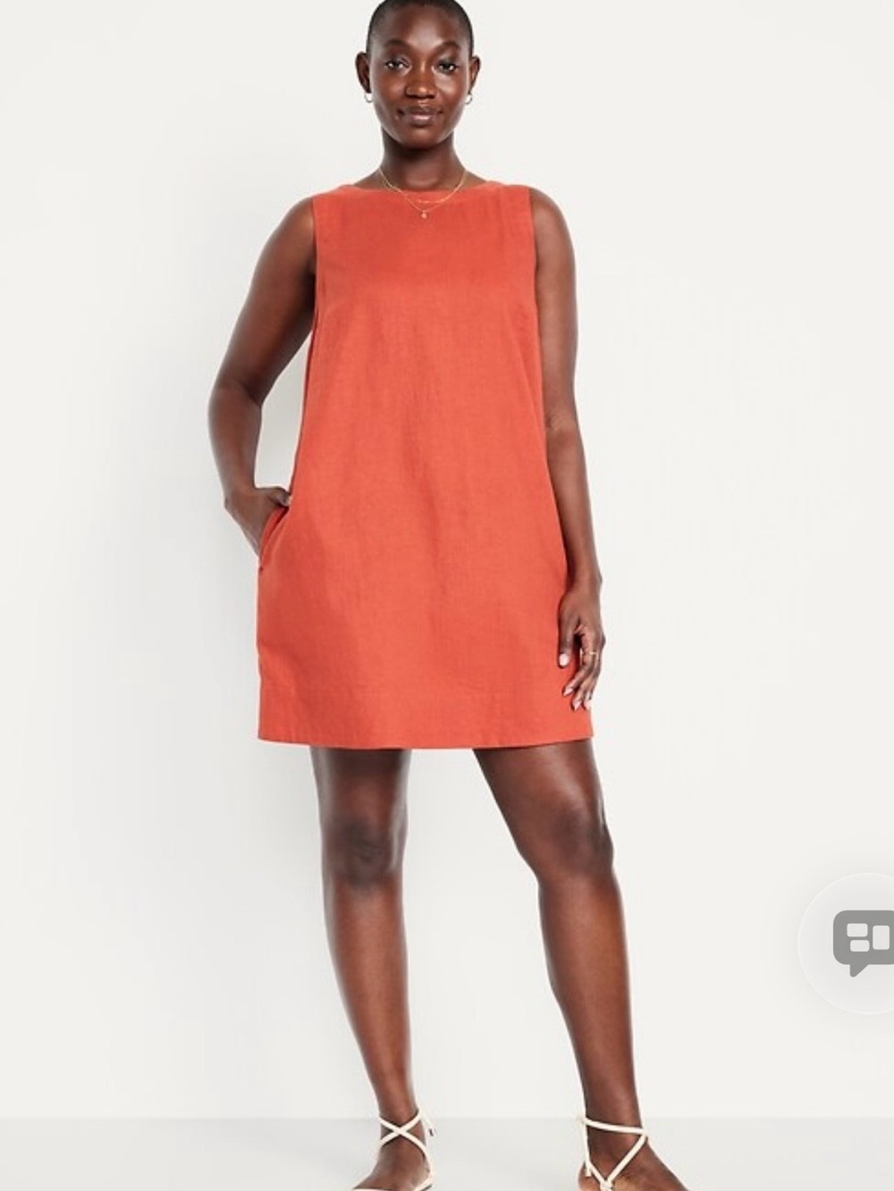 Old Navy Sleeveless Mini Shift Dress in Rust Orange
